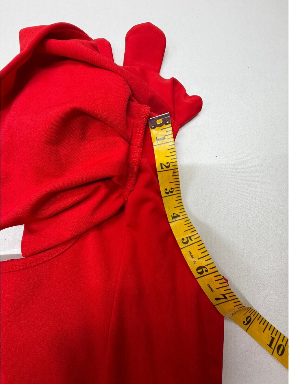 Mokoru Women's Sheath Dress One-Shoulder Ruffle Midi Solid Size Medium Red NWT - Picture 10 of 12